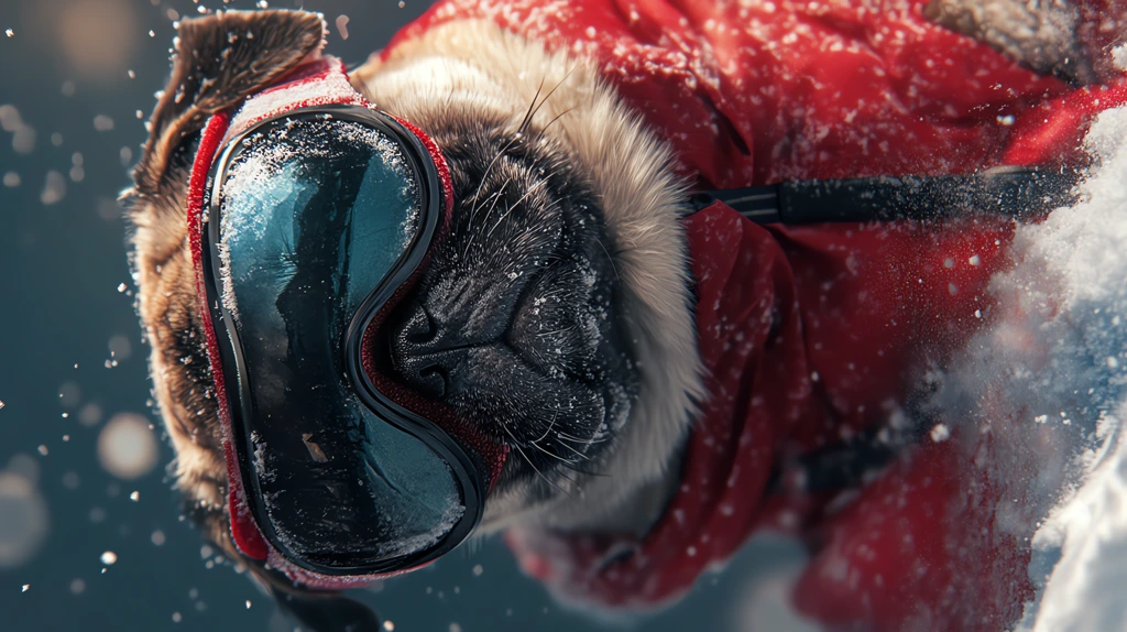 pug snowboarding phone wallpaper 4k