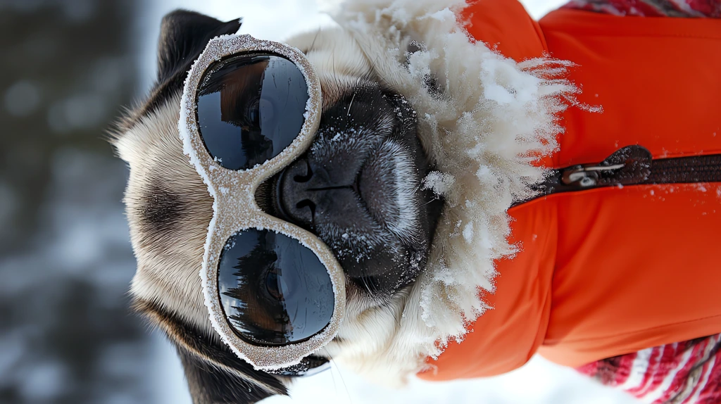 pug snowboarding pug in cool phone wallpaper 4k