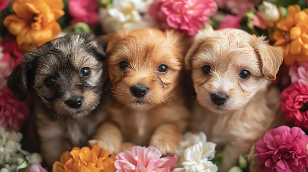 puppy bouquets arrangement of cuddles cuteness and charm wrapped in a floral embrace desktop wallpaper 4k