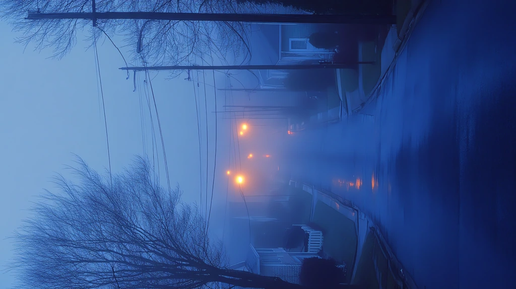 quiet suburban street at dawn thick fog phone wallpaper 4k