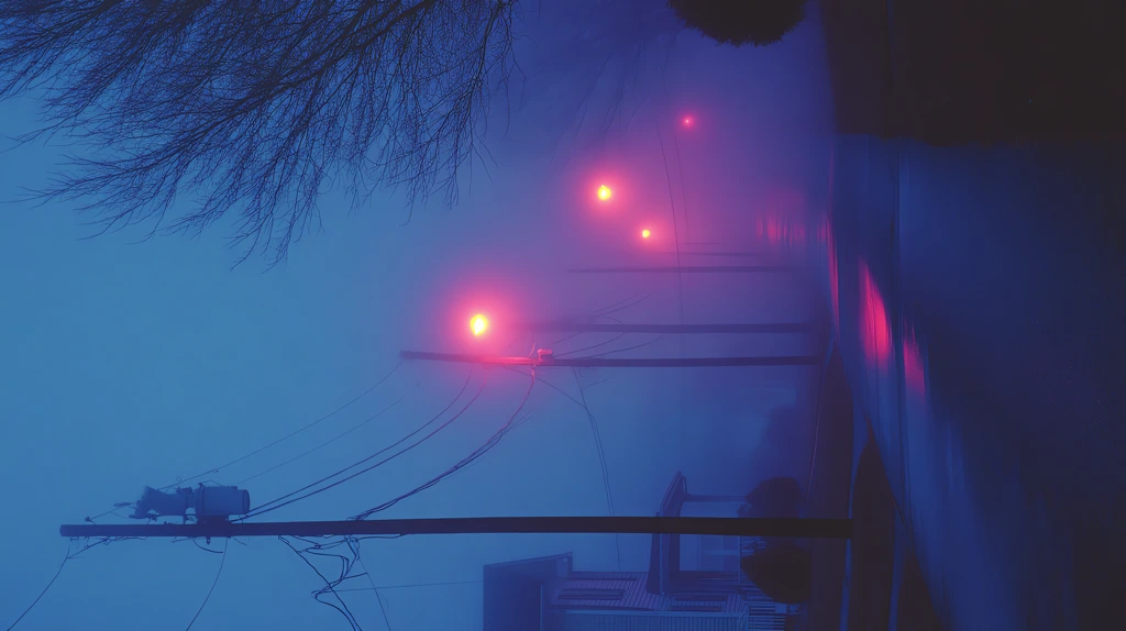 quiet suburban street at dawn thick fog rolling in phone wallpaper 4k