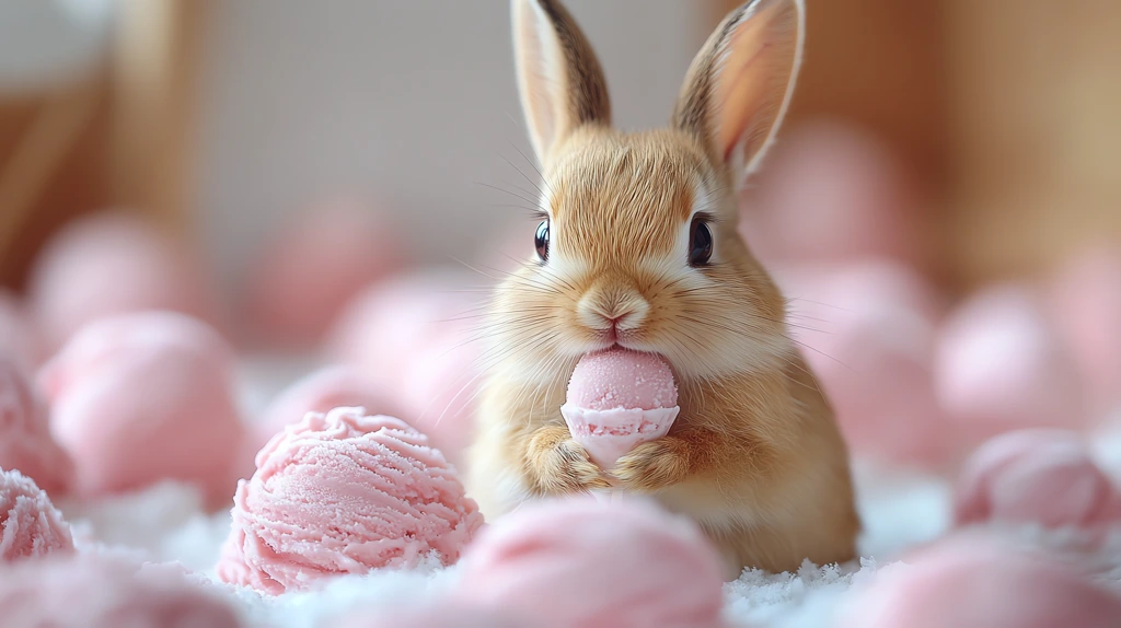 rabbit eating ice cream version four desktop wallpaper 4k