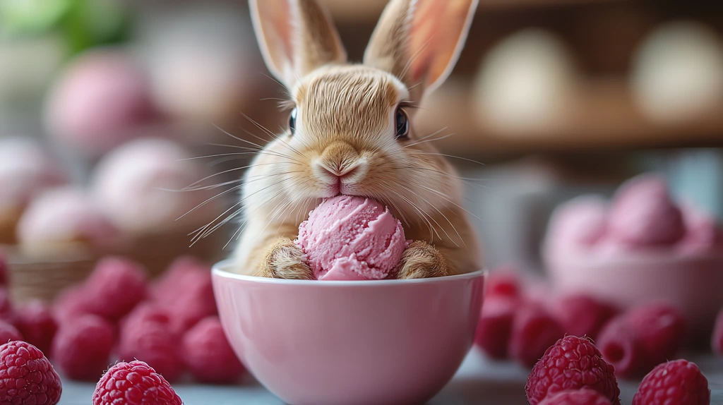 rabbit eating ice cream version three desktop wallpaper 4k