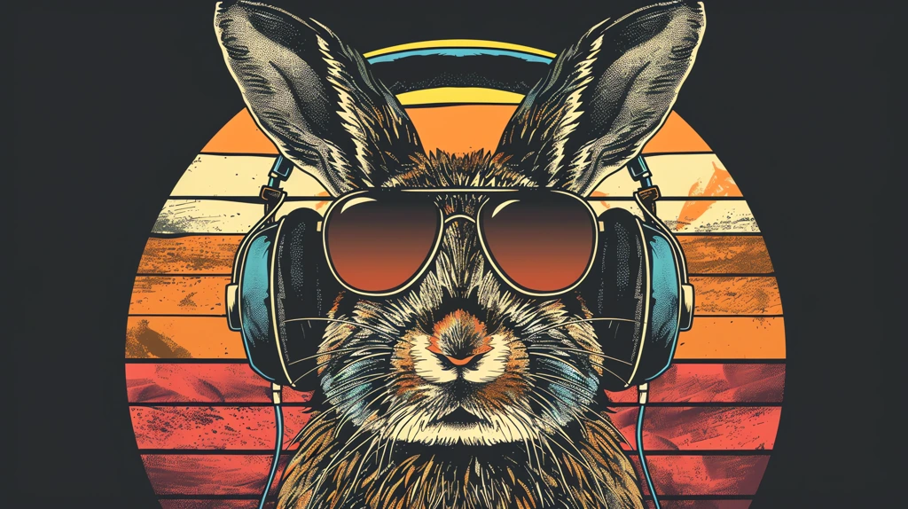 rabbit with headphones vintage colors vintage color horizontal desktop wallpaper 4k