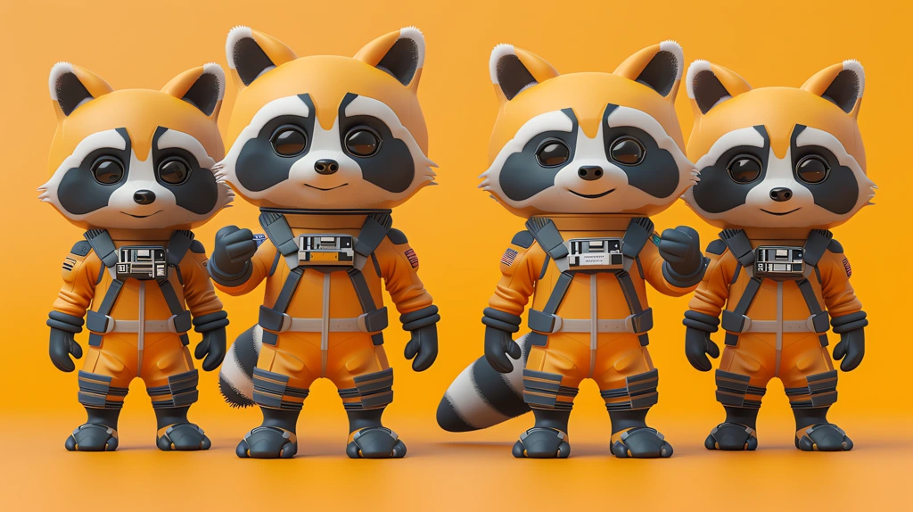 raccoon astronauts inflatable standing posture supe desktop wallpaper 4k