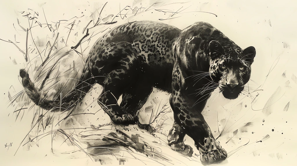 realism sketch of panther desktop wallpaper 4k