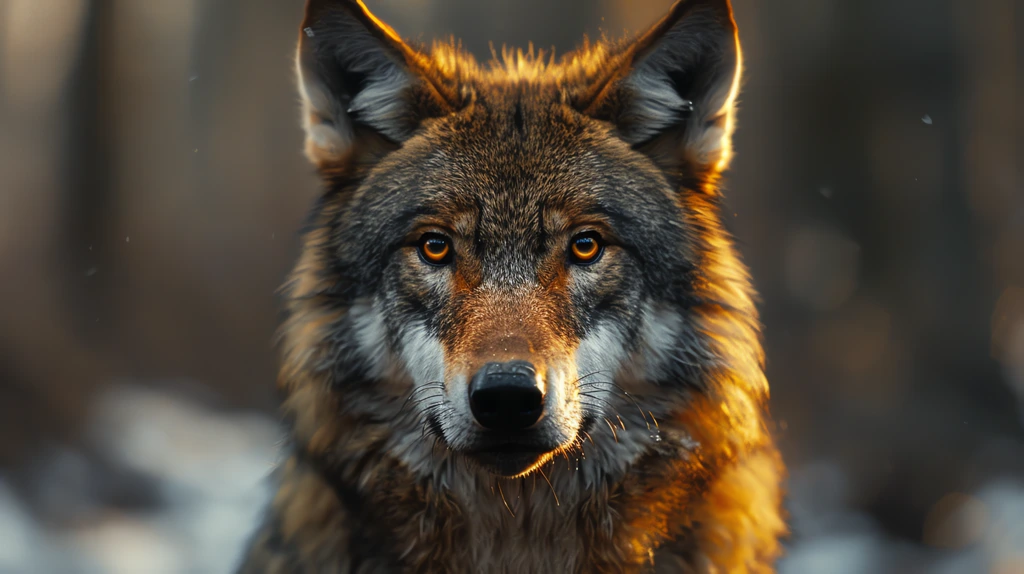 realistic photoshooot of a wolf zoomed in to the center extremely detailed with rich colors desktop wallpaper 4k