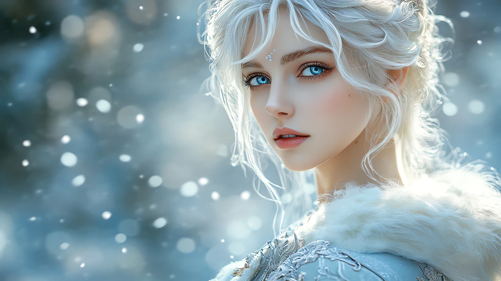 realistic snow queen from a fairy tale version one desktop wallpaper 4k