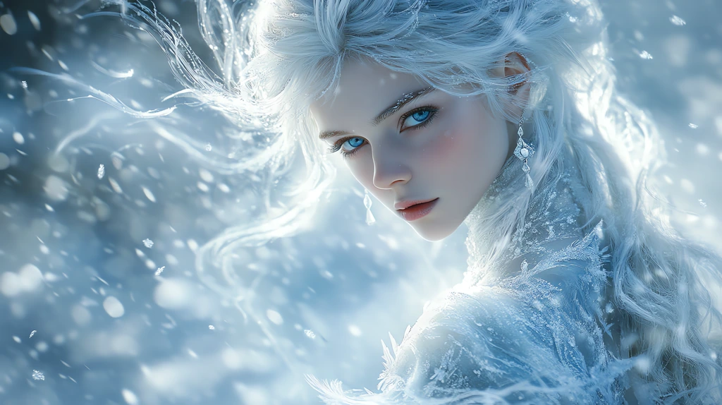 realistic snow queen from a fairy tale version two desktop wallpaper 4k