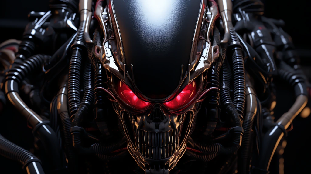 red black robot skull 1 16x9 technology desktop wallpaper online free download 4k
