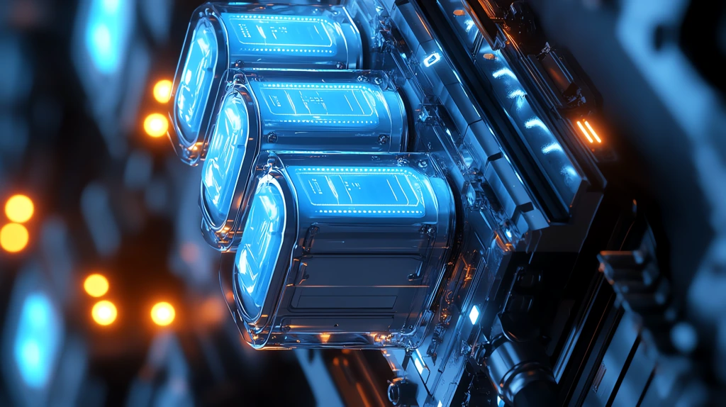 rendering of the energy storage battery with a blue light on the top phone wallpaper 4k