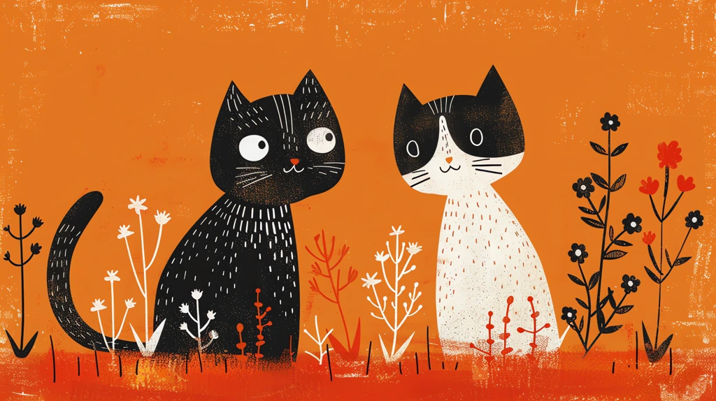 risograph two cute animals painted by maud lewis desktop wallpaper 4k