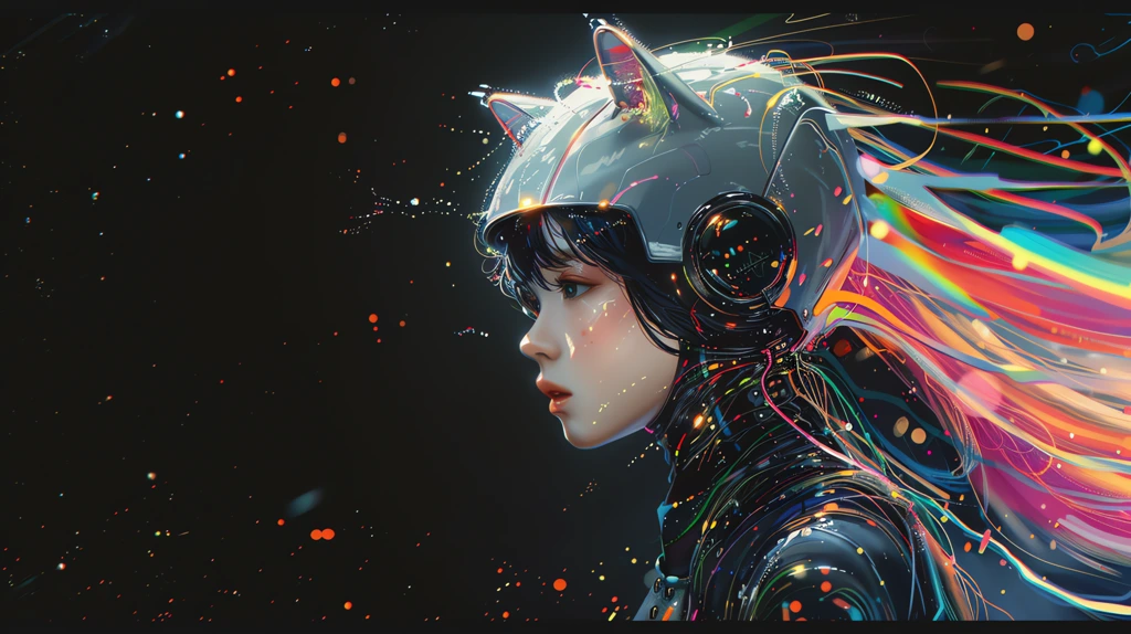 robot girl helmet with fox ears desktop wallpaper 4k