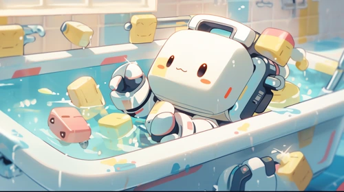 robot in the bathtub desktop wallpaper full hd 4k free download