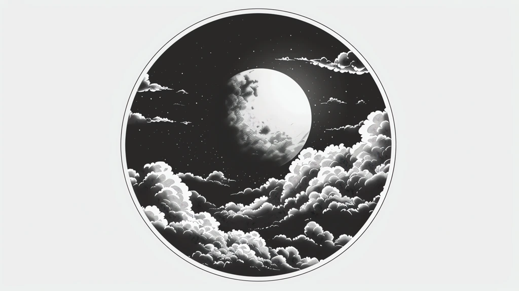 round sticker black on white cartoon style thick line desktop wallpaper 4k