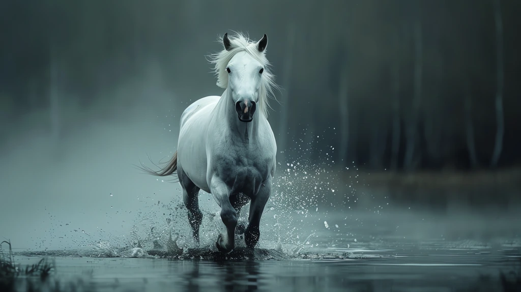 running white horse spirit animal desktop wallpaper 4k
