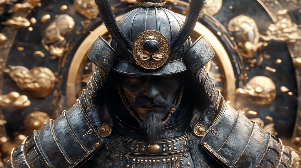 samurai warrior japanese-themed detailed elements intricate designs and patterns desktop wallpaper 4k