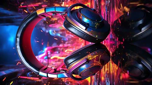 design 1 headphone made out of neon phone wallpaper full hd 4k free download