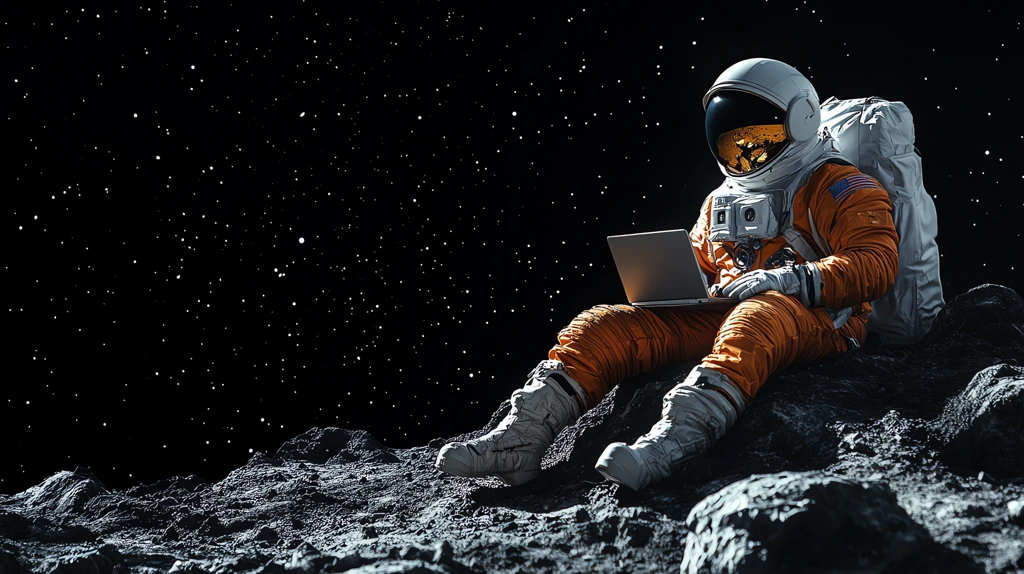 scene of an astronaut sitting on the moon surface desktop wallpaper 4k