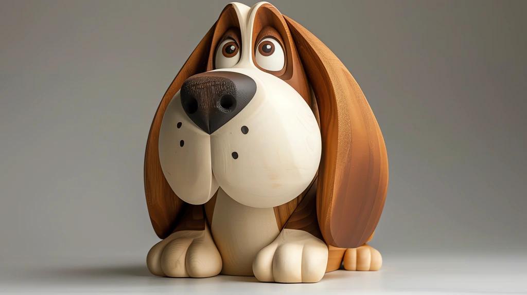 sculpture of a beagles made of wood solid wood color desktop wallpaper 4k