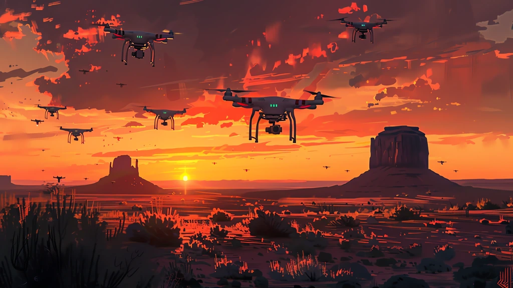 several drones fyling through utah desktop wallpaper 4k