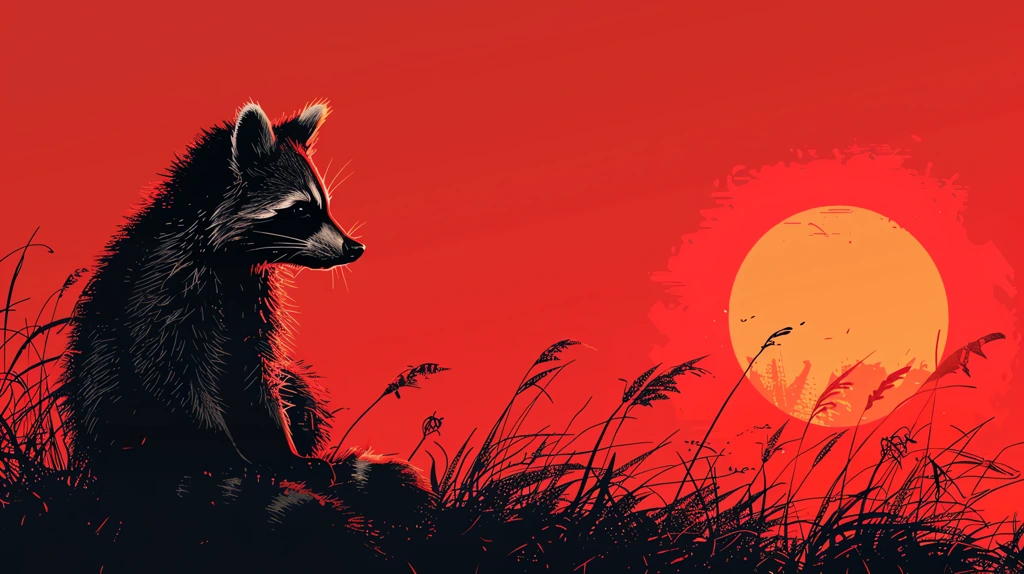 silhouette flat illustration pixel art waifu senpai raccoon desktop wallpaper 4k