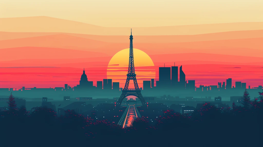 silhouette of eiffel tower in the morning desktop wallpaper 4k