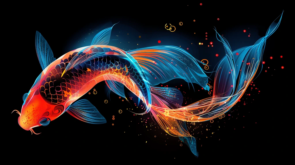 simple and clear colorful lines outline the koi fish phone wallpaper 4k