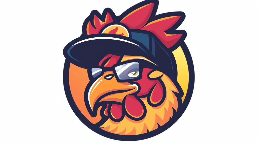 simple mascot for a chicken restauran in a sticker format desktop wallpaper 4k