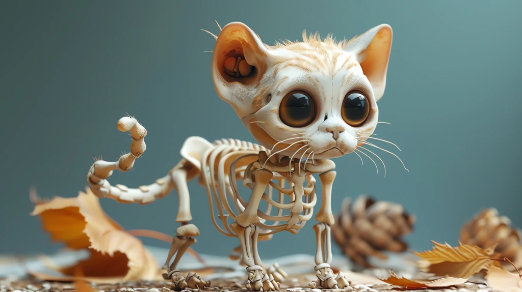 skeleton cat 3d style desktop wallpaper 4k