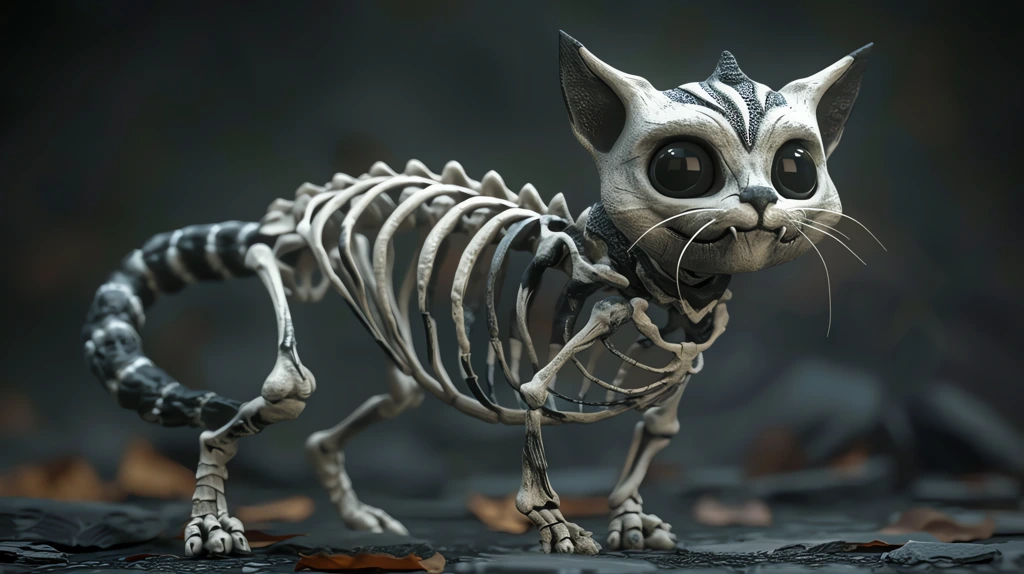 skeleton cat cute style desktop wallpaper 4k