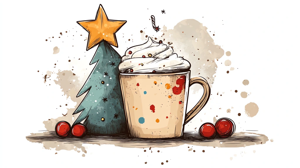 sketch illustration a christmas mug designed with a cute christmas desktop wallpaper 4k