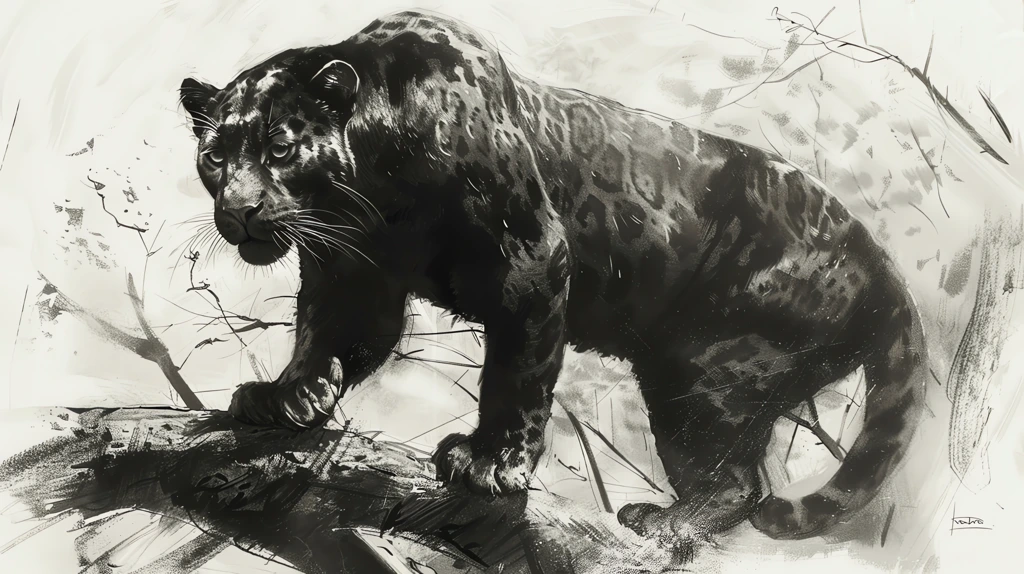 sketch of panther desktop wallpaper 4k