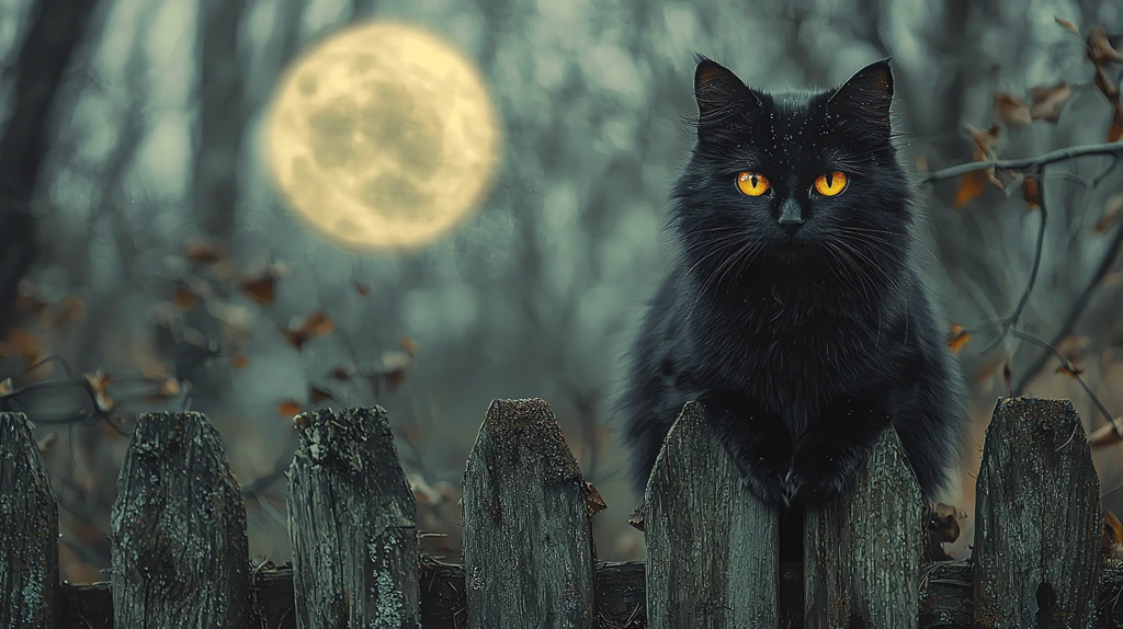 sleek black cat perched on an old wooden fence desktop wallpaper 4k