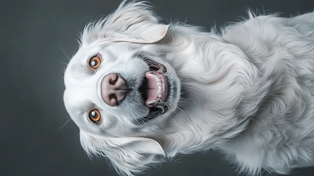 smiling golden retriever with orange eyes phone wallpaper 4k