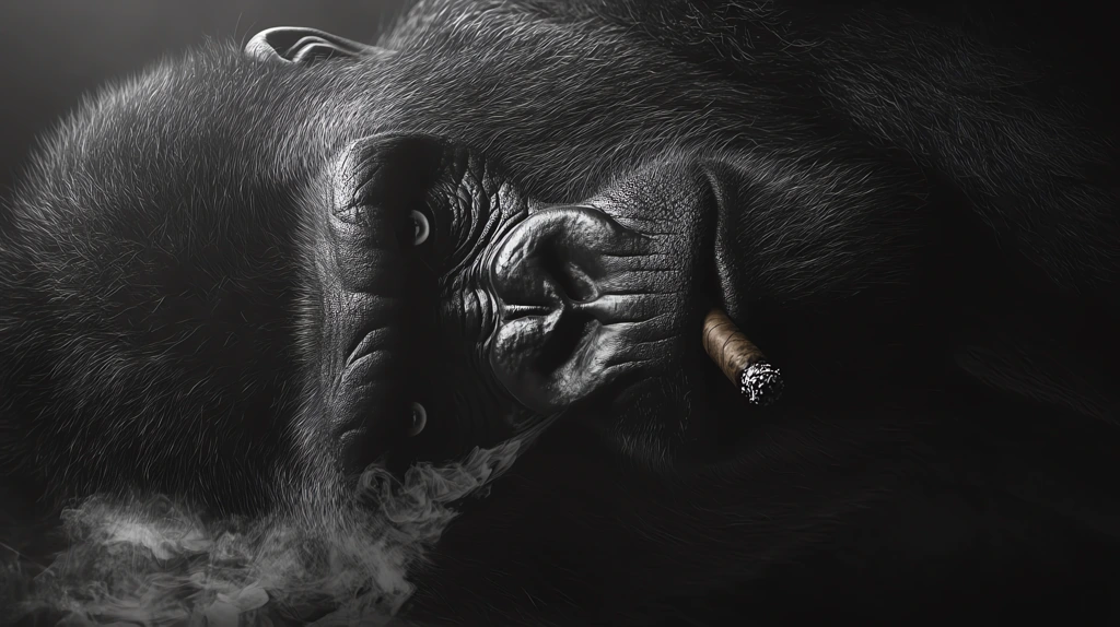 smoking gorilla with cigar front view realistic black phone wallpaper 4k