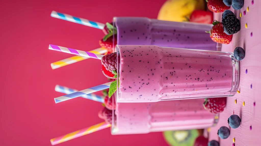 smoothies in glasses with colorful straws phone wallpaper 4k