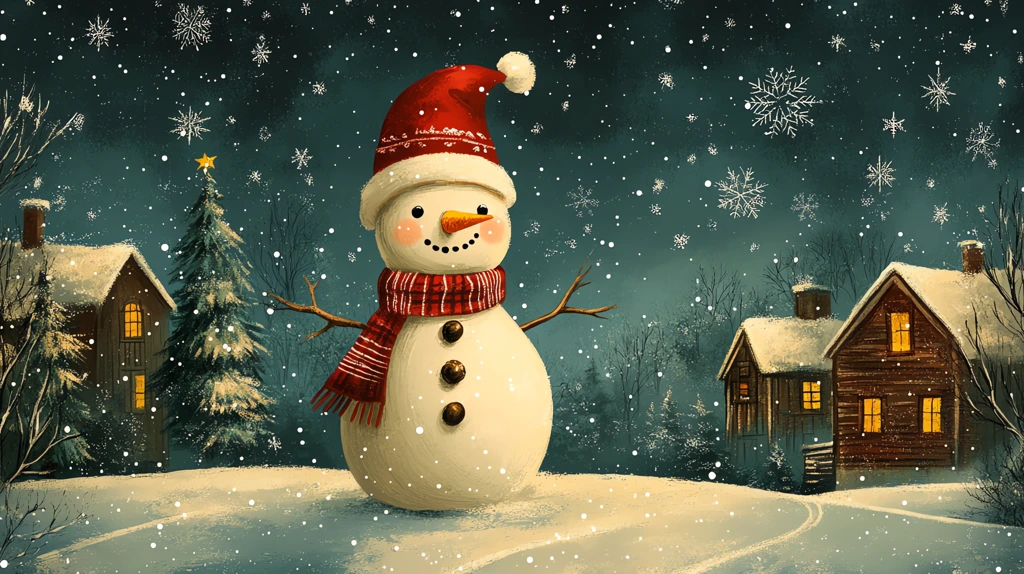 snowman vintage illustration desktop wallpaper 4k