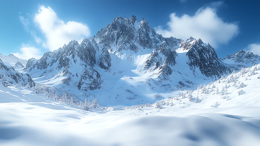 snowy mountain with a central view desktop wallpaper 4k