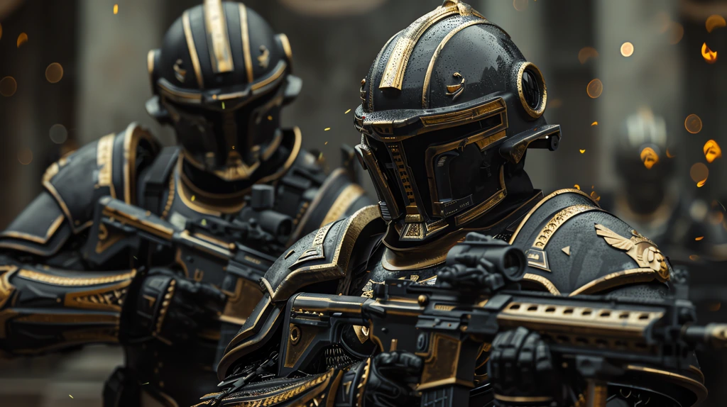 soldiers in black and gold armor desktop wallpaper 4k