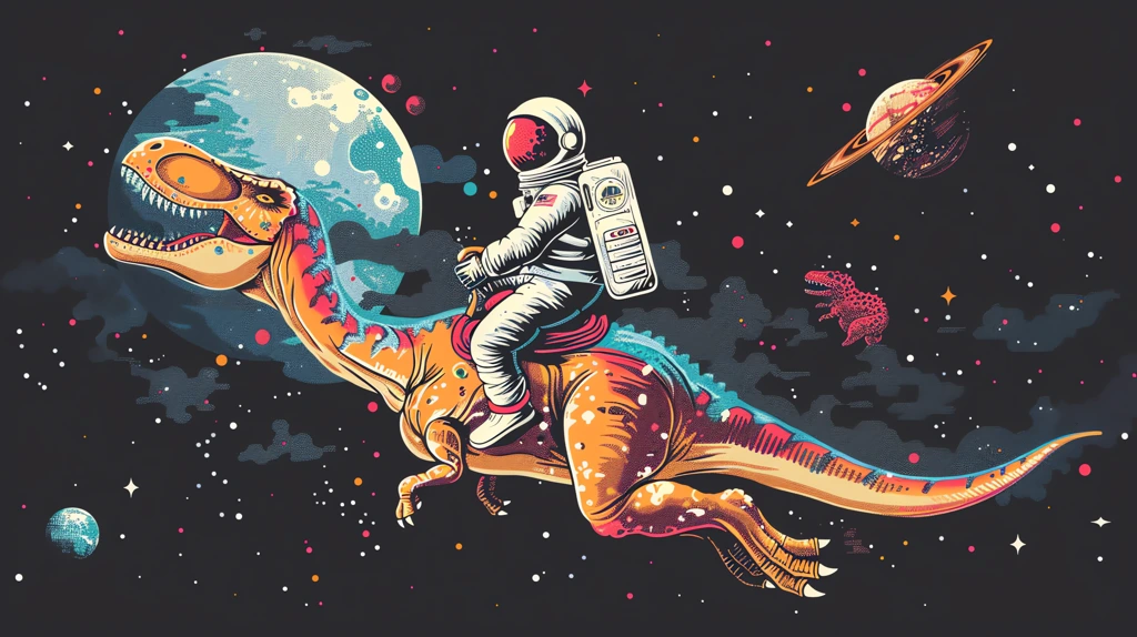 space astronaut riding t-rex desktop wallpaper 4k