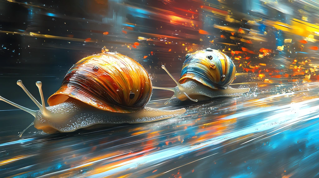 speeding snail vehicles surreal color oil desktop wallpaper 4k