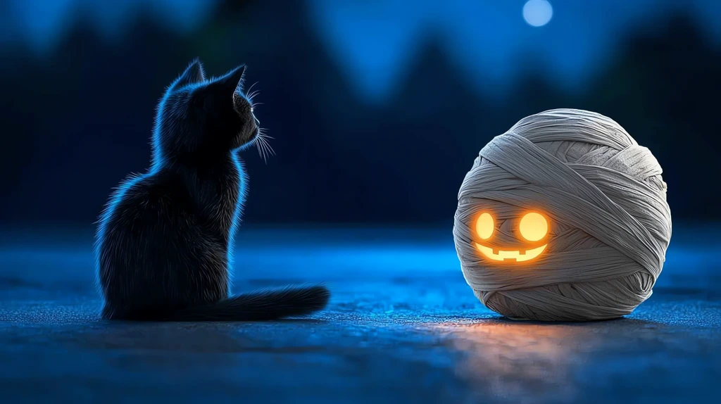 spooky halloween scene featuring a black cat in the moonlight lovingly desktop wallpaper 4k