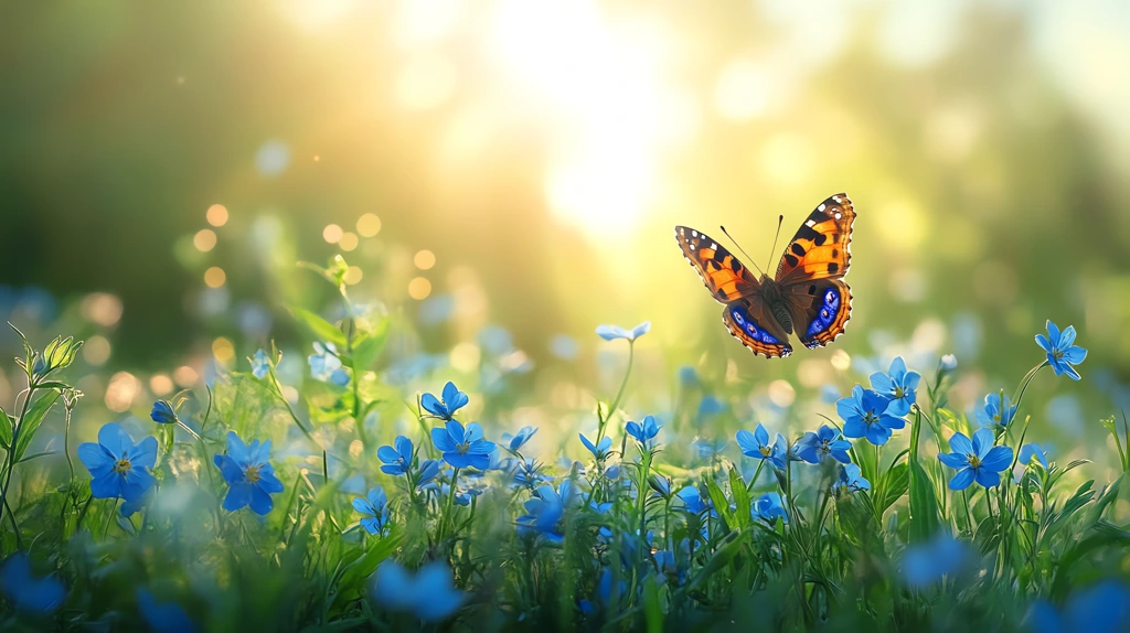 spring meadow with blue flowers and green grass desktop wallpaper 4k