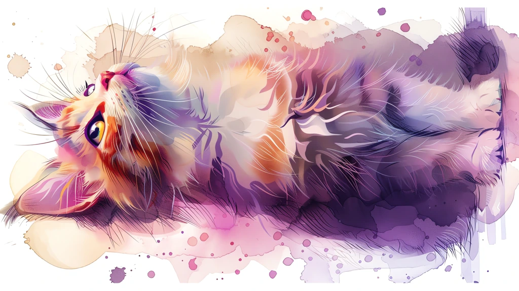 sticker vector illustration of cute cat in the style of watercolor phone wallpaper 4k