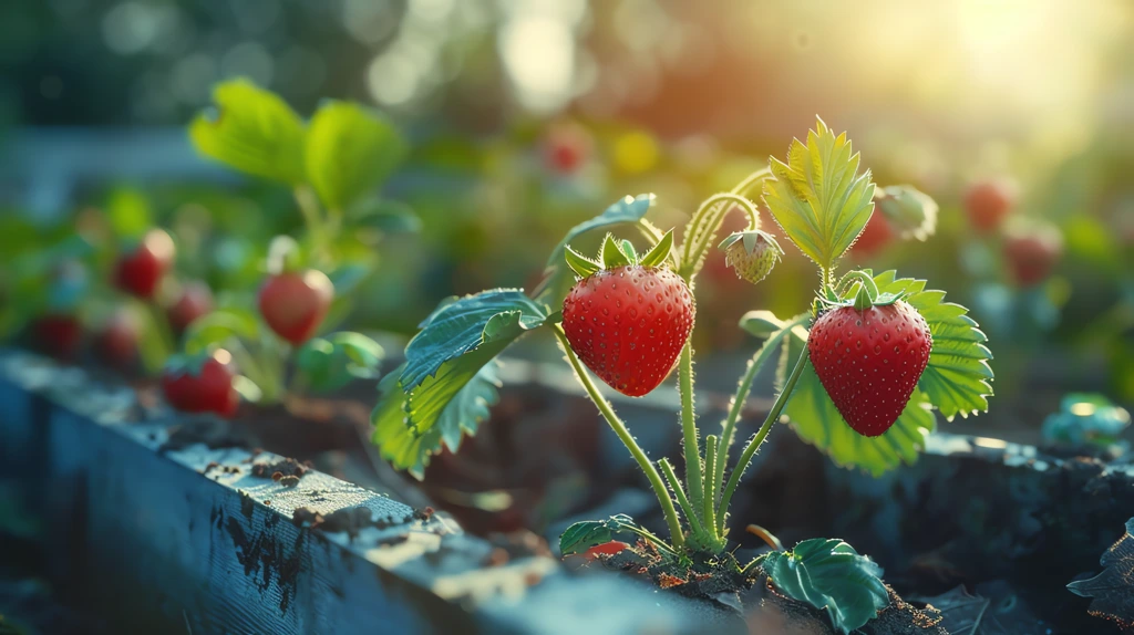 strawberries growing in a raised garden bed desktop wallpaper 4k