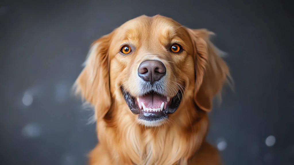 stunning full-body photograph of a smiling golden retriever desktop wallpaper 4k