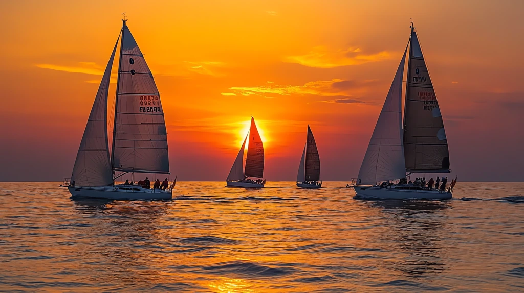 sunset on the ocean boat desktop wallpaper 4k