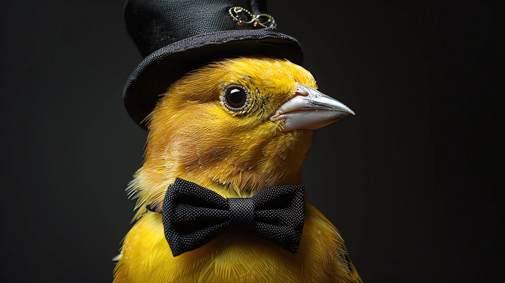 surreal canaries bird canary bird dressed elegantly with a bow tie and top hat desktop wallpaper 4k