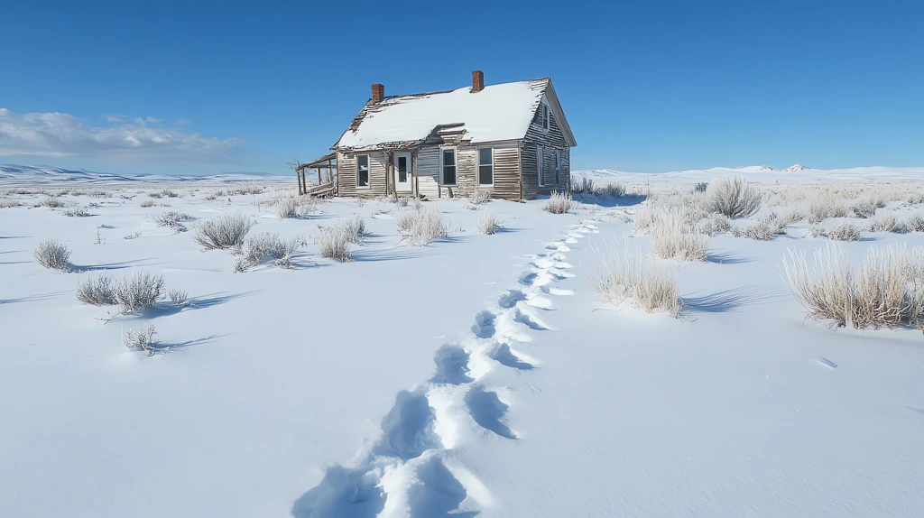 suspicious size 9 shoe traces leading to an abandoned house desktop wallpaper 4k